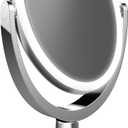 Superstar Oval Shaped Dual-Sided Lighted Makeup Mirror, 1X/5X Magnifying Vanity Makeup Mirror, 360 Degree Rotating Adjustable Brightness Mirror, Brushed Nickel