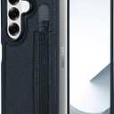 for Galaxy Z Fold 7 Case Leather, Luxury Leather Slim Fit Rugged Bumper Cover Anti-Slip Heavy Duty Protection (Black)