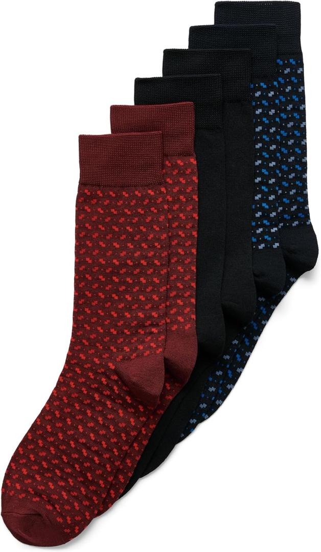 ECCO mens Gift Box Classic Dress Socks (3 Pairs) (6-8.5, Black/Marine/Morillo)