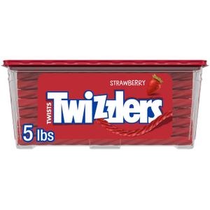 2 x TWIZZLERS Twists Strawberry Flavored Licorice Style, Chewy Holiday Candy Tub, 5 lb (EXP 11/18/26)