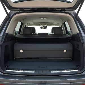 Car Trunk Organizer, Leather Car Trunk Storage Organizer with Lid and Sturdy Handle Car Organizer Storage Box Suv Trunk Organizer (Black, 40.5 x 11.4 x 12.2in)