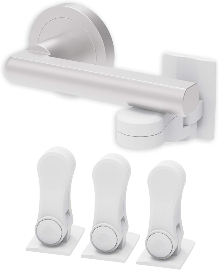 Inaya Child Proof Door Lever Lock - Door Handle Lock - 3M Adhesive - Minimalist Design - No Drilling Child Safety Door Handle Locks (3 Pack)