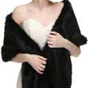 CanB Women's 1920 Faux Fur Stole Bridal Winter Fur Wraps and Shawls Wedding Faux Mink Shrug for Bridesmaids