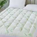 ANALIN® Bamboo_Viscose Mattress Topper Queen Size, Thick Pillow Top Mattress Pad with Stretchable Pockets for 6-18 inches Mattress, Soft Breathable Mattress Topper for Back Pain Relief