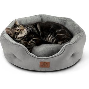 Bedsure Dog Beds for Small Dogs - Round Cat Beds for Indoor Cats, Washable Pet Bed for Puppy and Kitten with Slip-Resistant Bottom, 20 Inches