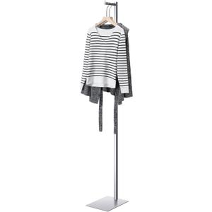 Sintuff Adjustable Cloth Display Stand 48-72 Inches Single Garment Rack Metal Customer T-Shi Display for Thrift Shop Vendors Retail Store(Silver)