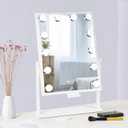 BWLLNI Vanity Mirror with Lights, Hollywood Lighted Makeup Mirror with Phone Holder, Smart Touch Control, 3 Color Lighting Modes, Detachable 10X Magnification, 360°Rotation(White)