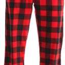 #followme Polar Fleece Pajama Pants for Men Sleepwear PJs (Medium, Red Buffalo Plaid)
