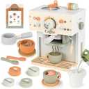 Dreamon Toy Coffee Maker for Kids Kitchen Set, Wooden Kitchen Accessories Pretend Play Toddler Coffee Playset, Kids Caf Machine Birthday Gifts for Boys Girls Ages 3 4 5 6 Years