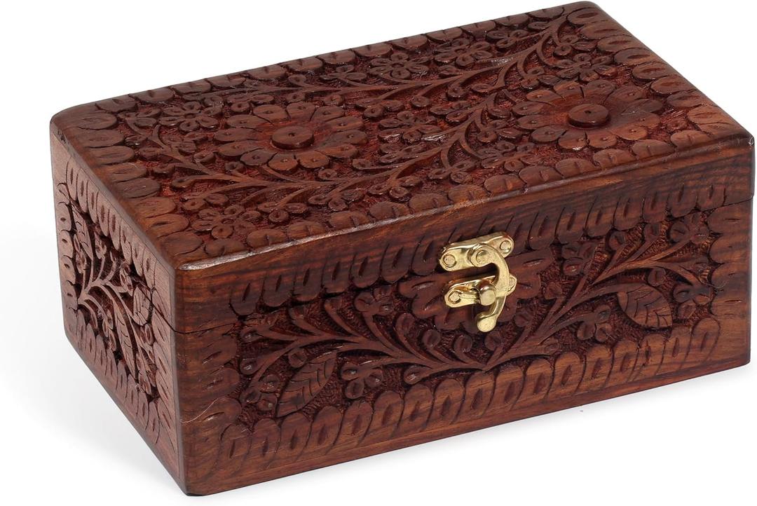 Mother's Day Gifts Handmade Rosewood Jewelry Box Chest Organizer Tarot Card Decks Box Unique Gift Ideas for Men Women | Wooden Jewellery Storage Vintage Box Multipurpose Organizer
