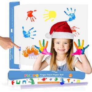 Funto Finger Paint Paper Roll, 12"x400", Size-Free,White, Large Paint Sheet for Toddlers, Art Pad for Kids, Paper for Painting, Easy to Cut