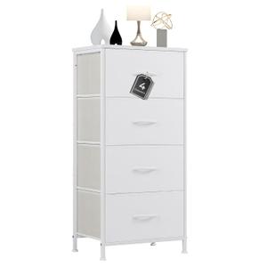 4 Drawer Dresser Fabric Storage Cabinet with Wood Top Steel Frame, Chest of Drawers Organizer for Bedroom Closet Office,White