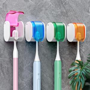 Toothbrush Holders for BathroomsUpgrade Single Slot Design Toothbrush Holder Wall Mounted with Cover Moisture-Proof and Dust-Proof Toothbrush Storage Organizer for Shower Family and Travel 4PCS
