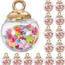BESPORTBLE Star Sequin Glass Ball Charm: 40Pcs Colorful Glass Ball Pendants with Sparkling Sequin Filled Beads for DIY Jewelry Making - Perfect for Earrings, Necklace Pendants & Craft Projects