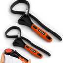 AV Steel Rubber Strap Wrench 2pcs, Adjustable Oil Filter Strap Wrench with Reinforced Belt, Max Diameter 4" and 6", Perfect for Removing Oil Filters, Hard-to-reach Pipes, Jars, Plumbing