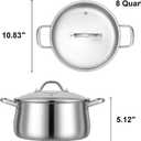 Tifanso Stainless Steel Stock Pot - 8 Quart 3Ply Heavy Duty Large Induction Cooking Pot with Lid for Pasta, Soup, Spaghetti, Nonstick Deep Stockpot, Kitchen Cookware for Stew, Simmer, Canning, Boiling