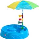 Step2 Play & Shade Pool, Kids Activity Pool with Umbrella, Summer Outdoor Toys, 7 Piece Toy Accessories, For Toddlers 2+ Years Old