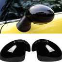 2PCS Compatible with MINI Cooper Mirror Cover R55 R56 R57 R58 R59 R60 R61 2007-2016, Left Right Side Mirror Caps Rearview MirrorCover Cap Replacement, Manual Folding Mirrors Only - Glossy Black