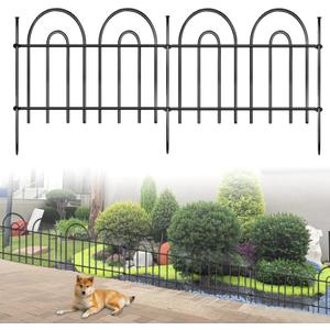 45ft X 13in Animal Barrier Fence, 32 Panels No Dig Fence for Dogs Rabbit, Anti Digging Defense Barrier Garden Edging Border, Rustproof Metal Arched Decorative Garden Fencing for Outdoor, Yard, Lawn (Black)