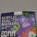 ARTISTRO 24 Dual-Tip Fabric Markers - Fabric Decorating Kit - Permanent for Clothes - No Bleed Pens for T-Shirts, Bags, Textile, Canvas, and More (Brush Tip and Fine Tip)