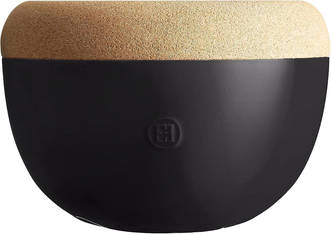 Emile Henry Deep Ceramic Food Storage Bowl, 10.6 x 7.3in, Black Truffle