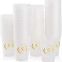 100 Monogrammed Cups Disposable Initial Plastic Cup 12 oz Wedding Personalized Cup for Wedding Reception Baby Shower Birthday Party(Letter S)