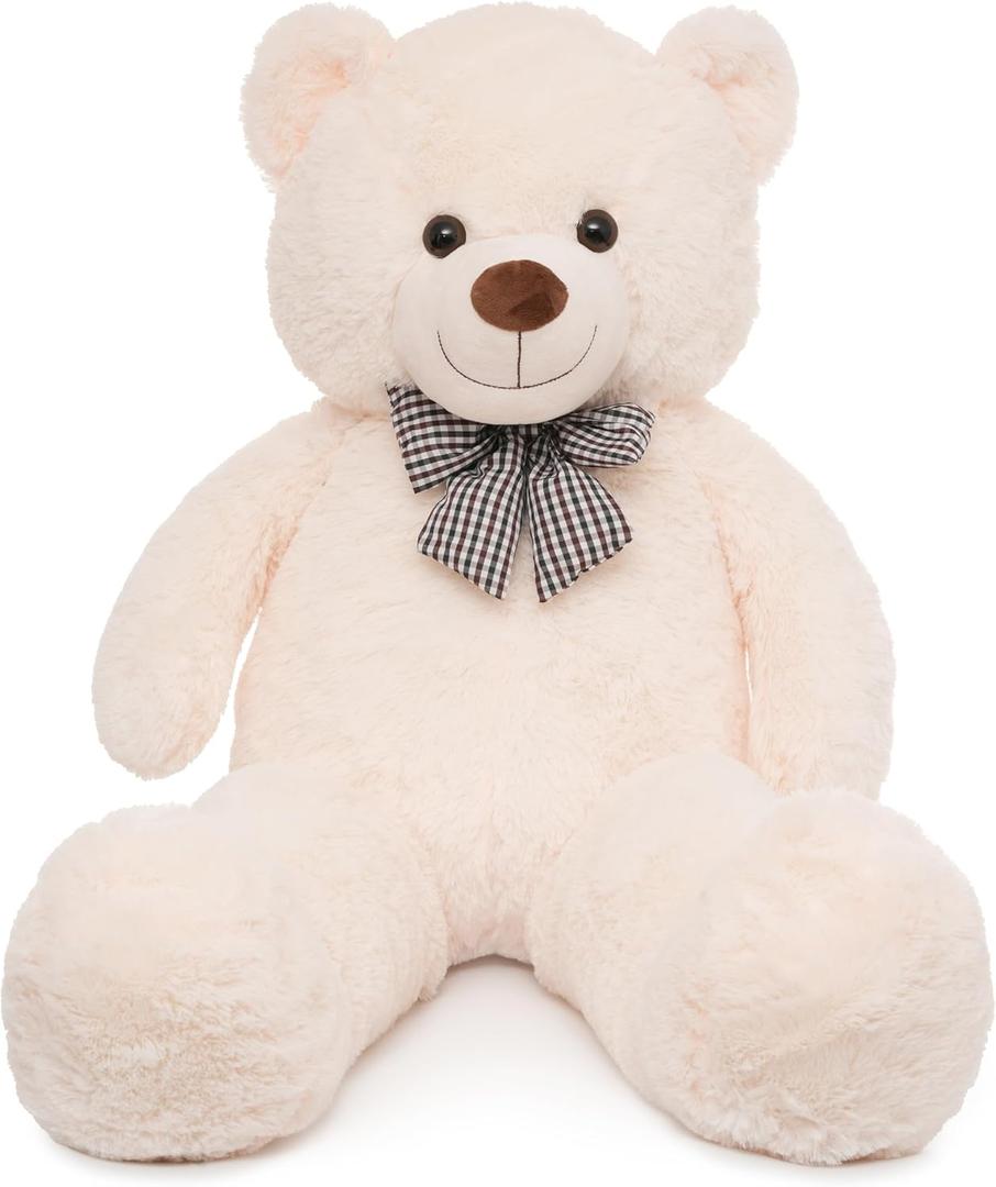47 inch Big Giant Teddy Bear Stuffed Animals, White Cream Soft Plush Life Size Bear Toy All Ages Gift for Children/ Girlfriend/ Valentine's Day/ Christmas/ Birthday/ Baby Shower/ Wedding/ Party Decorations