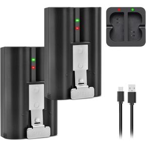 2-Pack V4 Replacement for Ring Doorbell Battery, 6040mAh Rechargeable Ring Camera Battery with Charger Station, Compatible with Ring-Video Doorbell 1/2/3/3 Plus/4, Spotlight Camera and Stick Up Cam