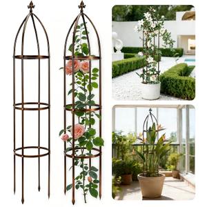 6.3Ft 100% Metal Garden Obelisk Trellis for Climbing Plants Outdoor, Rose Trellis for Potted Plants, Sturdy Garden Trellis for Climbing Vines, Vegetables, Flowers Stands, Pack of 1