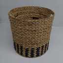 Household Essentials Natural Water Hyacinth and Paper Basket with Stripes, Natural and Black Set Of 3( 15×15.5, 13×13.5, 11×11.5in)