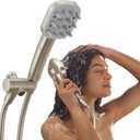 Delta VersaCurl Detangling Handheld Shower Head Tool for Curly Hair with 3 Curl Defining Brush Inserts Included, Detangler Brush Hand Shower with Hose, Spotshield Brushed Nickel 74B430SN