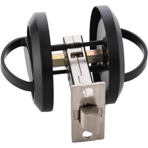 LEICHI Black Stainless Steel Door Knobs Ring Hidden Recessed Cup DoorKnob Furniture Pulls Flat Door Handles Furnture Door Lock, Door Lock, Home Entry Door Handles Lock with Black Chicago Screws, 1 Set