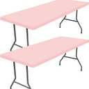 Moosfor Spandex 6 Foot Rectangle Table Cloth 2 Pack, Elastic Fitted Tablecloths for Picnic, Stretch Washable Patio Table Cover for Outdoor, Camping, Banquet and Parties (Pink, 30"x72")