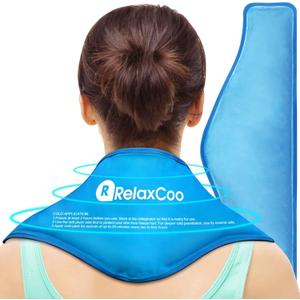 RelaxCoo Neck Ice Pack Wrap, Reusable Gel Ice Pack for Neck Shoulders, Cold Compress Therapy for Pain Relief, Injuries, Swelling, Bruises, Sprains, Inflammation and Cervical Surgery Recovery