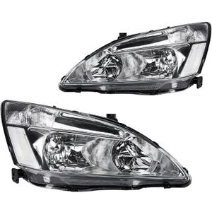 Torchbeam Headlights Assembly Compatible with 2003 2004 2005 2006 2007 Honda Accord OE Style Headlamp Replacement Chorme Housing Clear Reflector Headlight Assemblies Driver & Passenger Side