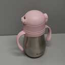 Bakpoco Stainless Steel Sippy Straw Cup for Toddlers 13 Years Old, Insulated Toddler Water Bottle Baby Training Tumbler with Handles, 8oz Kids Straw Cups for Travel, Daycare & At Home, Pink