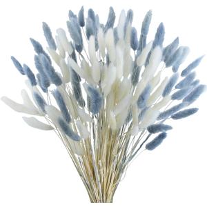 CISDUEO 120pcs Dried Bunny Tails Flowers Lagurus Ovatus Tail Dried Flowers Pampas Grass White and Gray Natural Dried Floral Arrangement for Boho Decor Home Wedding DIY Farmhouse Table Christmas (17")