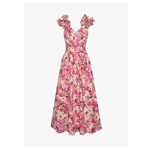 GRACE KARIN 2025 Women's Summer Floral Print Dress Sleeveless Casual Flowy Sundress A Line Ruffle Wedding Guest Outfit, Size L