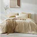 WRENSONGE Queen Comforter Set 7 Pieces Beige Bed in a Bag Queen with Fitted Sheet, Flat Sheet, 2 Pillow Shams, and 2 Pillowcases Warm Bed Set for All Season