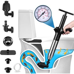 Luney Toilet Plunger, Snake Drain Clog Remover Tool, High Pressure Air Drain Blaster Gun with Visual Barometer, Toilet Unclogger Tool, Air Plunger for Toilet Bathroom, Sink, Kitchen, Floor Clogged