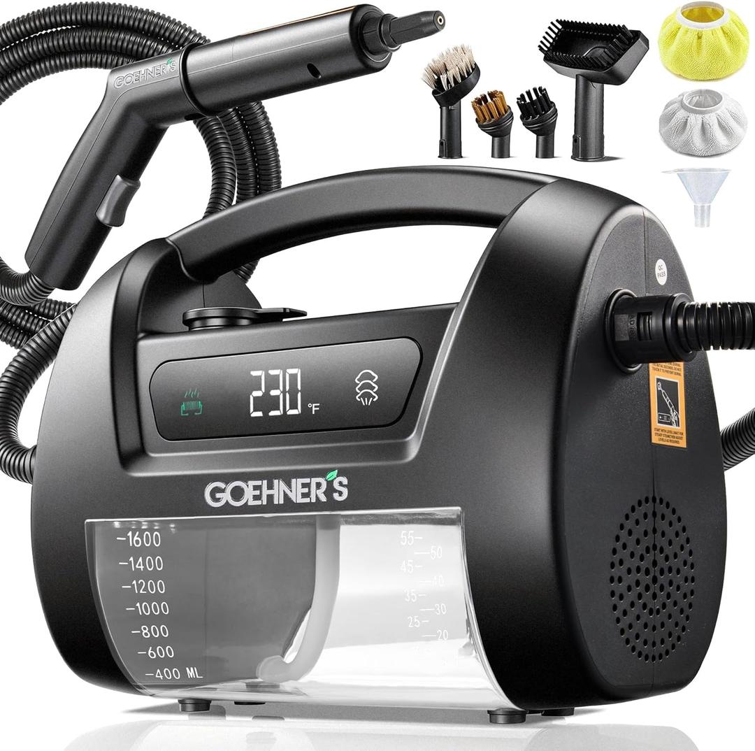 2026 Upgraded Handheld Steam Cleaner, 230°F/3.5 Bar High-Pressure Portable Hand Held Steamer for Home & Car, 30s Heat-Up, Chemical-Free Deep Cleaning for Kitchen, Bathroom, Grout (Black)