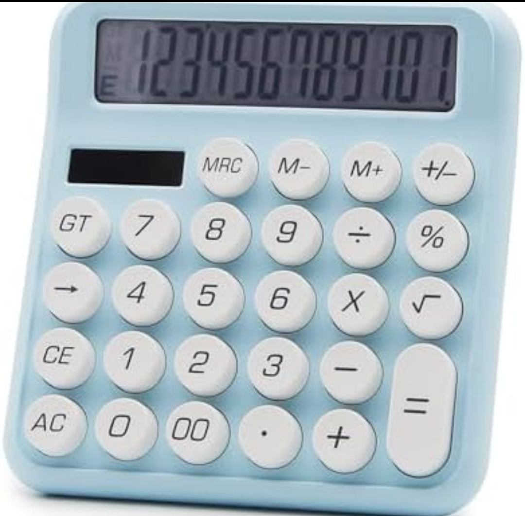 Pack Of 2 OFFIDIX Calculator 12 Digit Large LCD Display,Basic Desktop Big Button Calculator,Dual Power Solar Calculator for Office,School,Home(Blue)