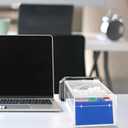 Mooliwe Index Card Holder Clear Acrylic Card Organizer 50 Pcs Divider Sheets for Desk File Note Holders, 4 Compartments Holds 600 Cards(3 x 5 Inch)