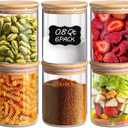 ComSaf 0.8 Qt Glass Food Storage Jars Set of 6, Clear Glass Storage Containers with Lids, Pantry Organization Jar, Spice Jar, Blooming Tea, Coffee and Sugar Container, Small Canister Set for Kitchen