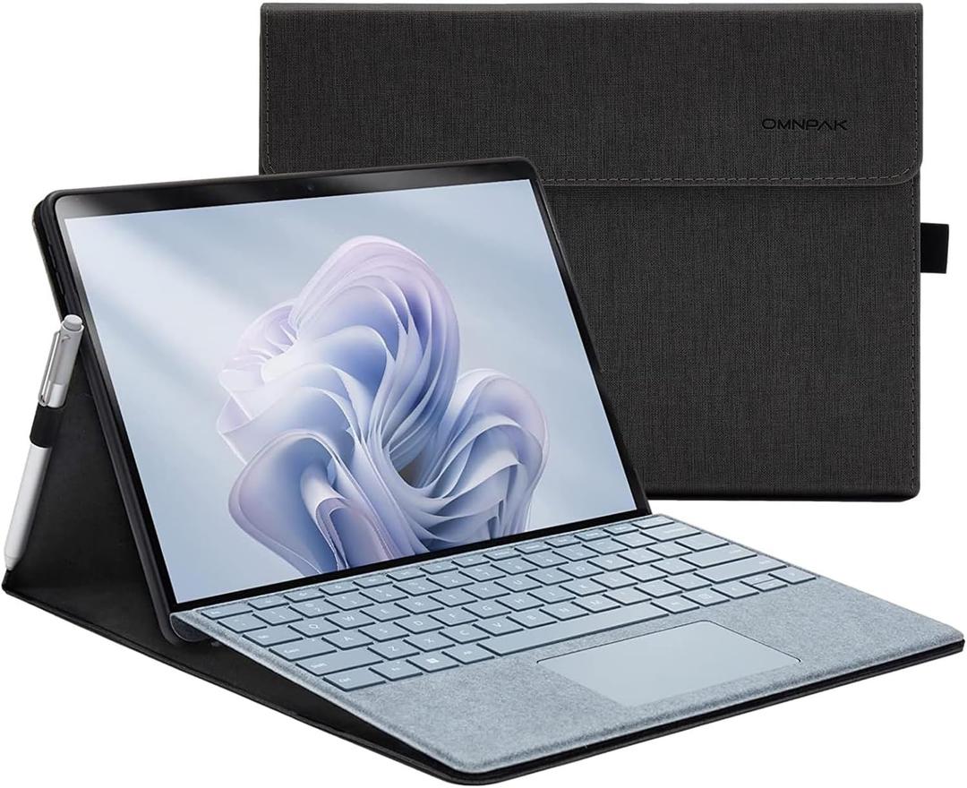 Omnpak Microsoft Surface Pro 11/10/9 Case, Lightweight Protective, Multiple Angle, Stylus Holder, Designed for Surface 11th Edition AI 2024/Pro 9 5G 13" 2022, Compatible with Type Cover Keyboard (Black)
