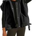 OPCAKM Women's Fuzzy Fleece Vest Oversized Sleeveless Sherpa Jacket Warm Button Down Gilet Outerwear with Pockets (Black,S)