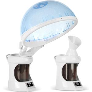 Hair Steamer 2 in 1 Ozone Facial Steamer, Design for Use at Home or Salon | Hair Steamer Humidifier for Deep Conditioning,Face Steamer for Deep Cleaning, Tabletop Nano Ionic Hair&Face Steam with Ozone
