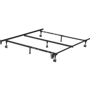 Kings Brand Furniture 7-Leg Heavy Duty Metal Queen Size Bed Frame with Center Support Legs, Black
