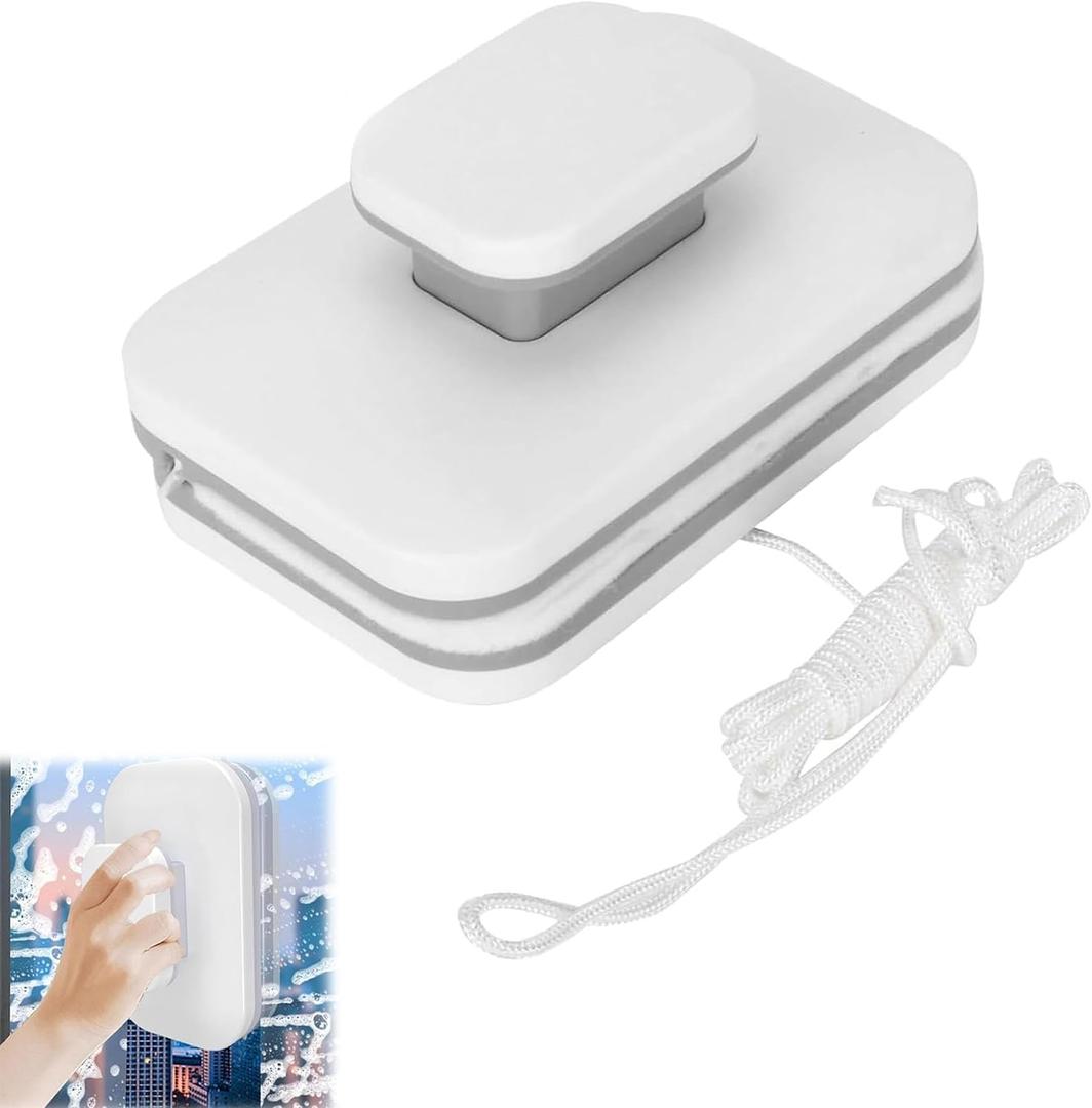 Magnetic Windshield Cleaner Tool, Magnetic Double-Sided Window Cleaner with Anti-Falling Rope for Glass Thickness 3-5 Inch, Adjustable Magnetic Windshield Cleaner for Home Windows and Car Glazed