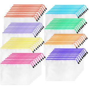 64pcs A4 Mesh Zipper Pouch Bags, Mesh Bags with Zipper Bulk, Pouches for Organization, Clear Storage Bags for Classroom, Travel, Office, Board Game